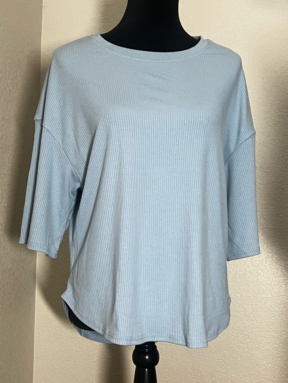 Top and Bottom Light Blue Women's Ribbed Lounge or Traveling Outfit
